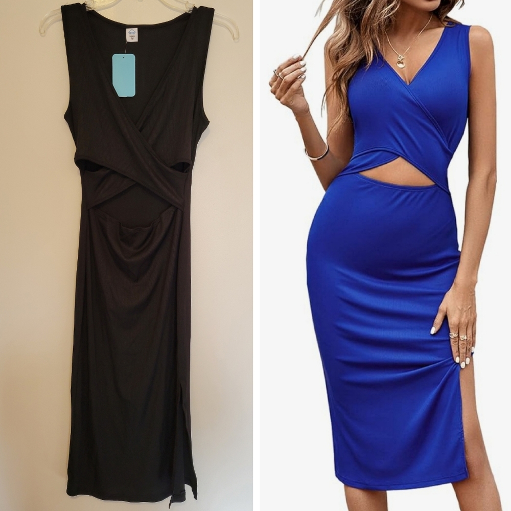 Nwt iffei black cutout midi dress